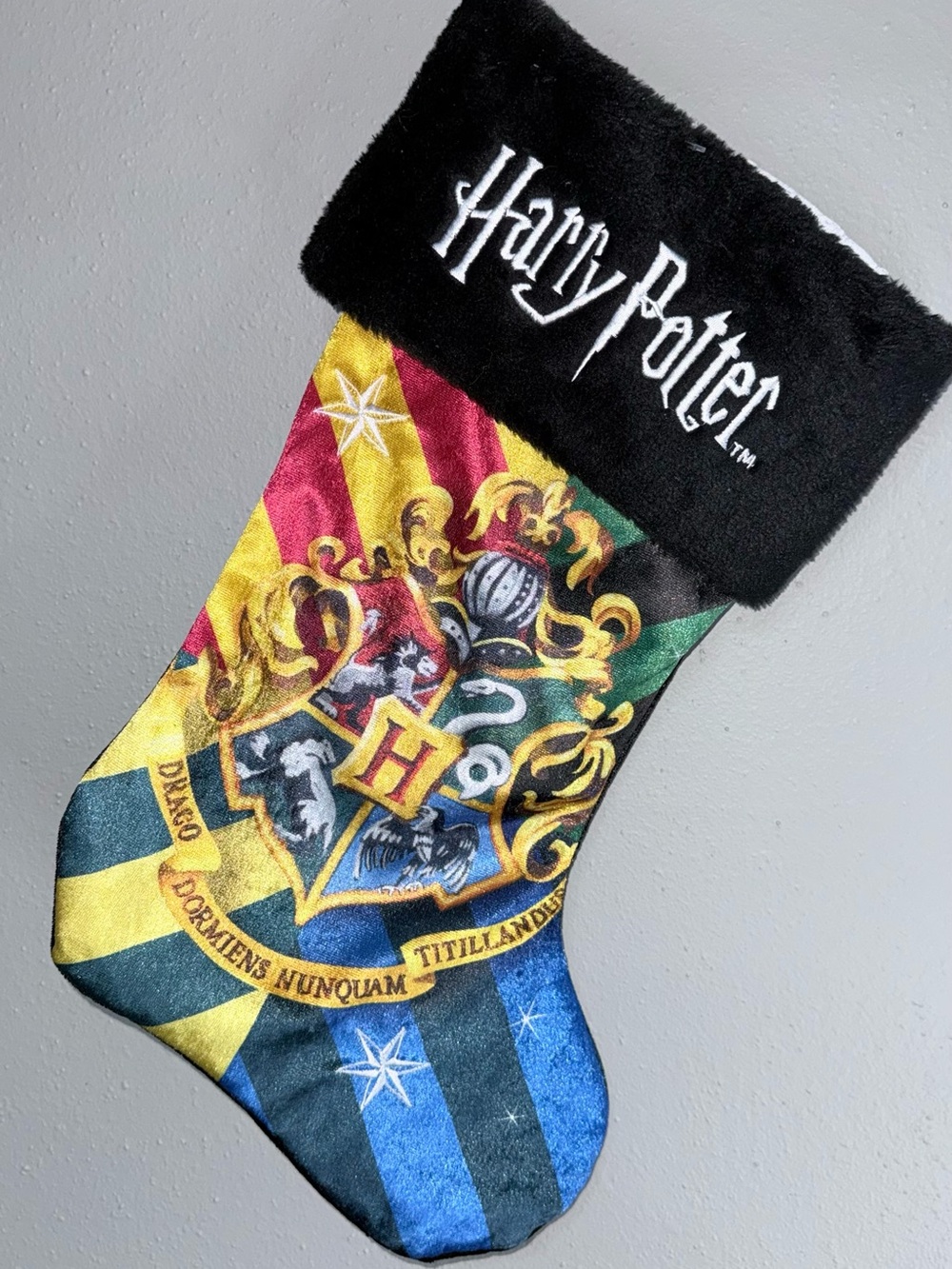 Warner Bros. Harry Potter Black Cuff Hogwarts Crest Holiday Stocking